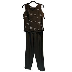 Dress Barn Size 6 Pant Set Vintage 90's Made in USA Black Silver Dressy Event